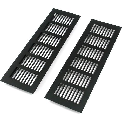 Belüftungsgitter Aus Aluminium, 2 Stück, Rechteckiges Belüftungsgitter, Belüftungsgitter Aus Legierung, Äußeres Belüftungsgitter Zur Lüftung, Schwarz, 250 X 80 Mm
