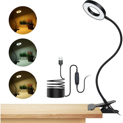 Led-schreibtischlampe, 360°-klemm-leselampe Mit 3 Beleuchtungsmodi, Intelligenter Taste Und Augenschonender Helligkeit