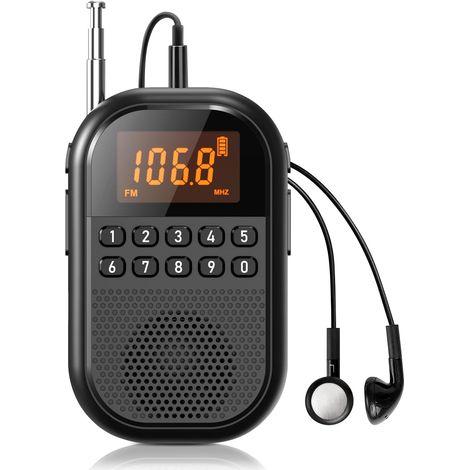 Tragbarer Radio Mit Am/fm-empfang: Wiederaufladbarer 1100-mah-akku, Großer Lautsprecher, Praktisch Zum Hören Beim Gehen, Schwarz.