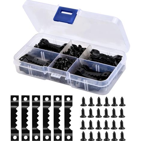 Aufhänger Für Bilderrahmen, Sägezahnaufhänger Mit Schrauben, Sägezahnaufhänger, 100-teiliges Aufhängeset Für Bilder, Mit 200 Schrauben, Zum Aufhängen Von Uhren, Gemälden, Bastelarbeiten Und Bilderrahm
