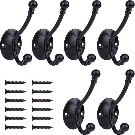 6-teiliger Kleiderhaken, Retro-wandhaken Aus Metall Für Bad, Küche, Schlafzimmer Und Flur, Schwarz