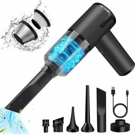 Kabelloser Handstaubsauger 7000 Pa – Saugen, Blasen Und Absaugen – Wiederaufladbar Über Typ C – Doppelter Waschbarer Hepa-filter