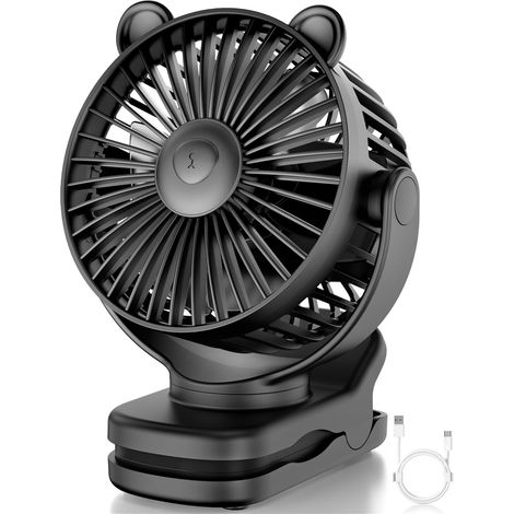 Tragbarer, Wiederaufladbarer Persönlicher Ventilator, 2000 Mah Batterie, 3 Ventilationsgeschwindigkeiten, Unverzichtbar Auf Reisen, Schwarz.