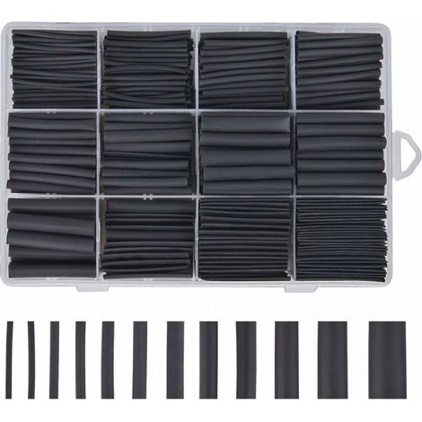 Wärmeschrumpfschlauch Schwarz 625 Stück Wärmeschrumpfschläuche, Ein Sortiment Aus 8 Größen Von 1–10 Mm
