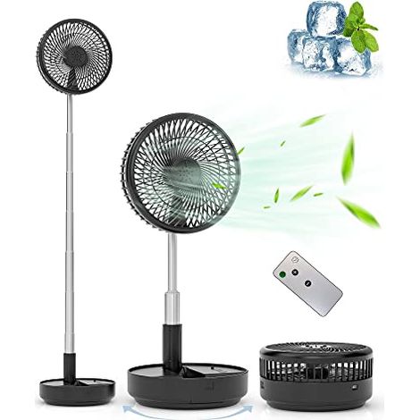 Primevolve Tischventilator, Tragbarer Oszillierender Ventilator, Klappbarer Ventilator Mit Fernbedienung, 4 Geschwindigkeiten, Wiederaufladbarer Usb-tischventilator, Für Schlafzimmer, Büro Und Reisen