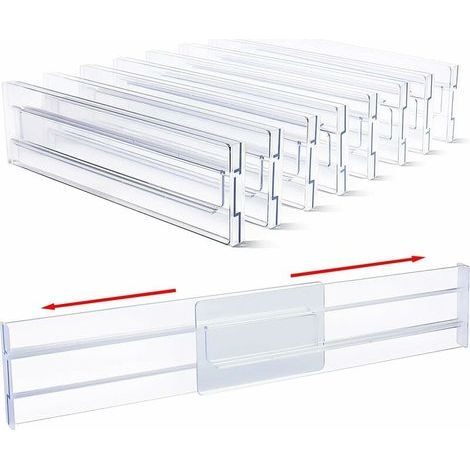 Verstellbare Schubladentrenner 28-51 Cm Aus Robustem, Bruchsicherem Kunststoff Dicke 1,3 Cm Höhe 8,1 Cm Für Büro- Und Küchenorganisation