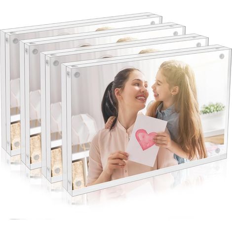 4er-set Acryl-fotorahmen 15 X 10 Cm, Doppelseitiges Lucite Mit Magnetischem Verschluss, Transparentes Rahmenloses Design Für Eine Elegante Fotoausstellung