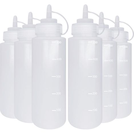 6 X 500ml Salatsaucenflaschen, 16oz Kunststoff-saucenflaschen, Quetschflaschen Für Saucenbehälter, Weiche Flasche Ideal Für Salatsauce, Ketchup, Senf Und Mayonnaise