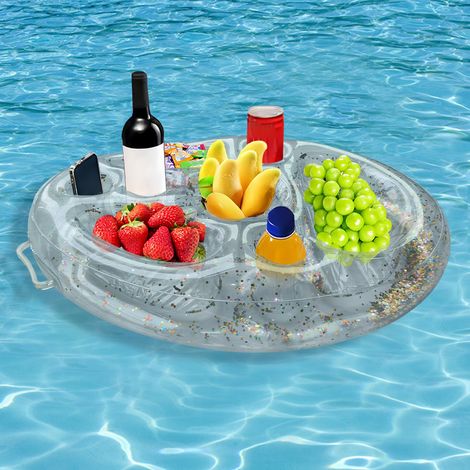 Aufblasbare Glasbar Für Den Pool Mit 8 Löchern, Tragbarer Aufblasbarer Getränkeständer, Schwimmendes Pooltablett & Spa Für Partys, Pool, Feiern, Strand