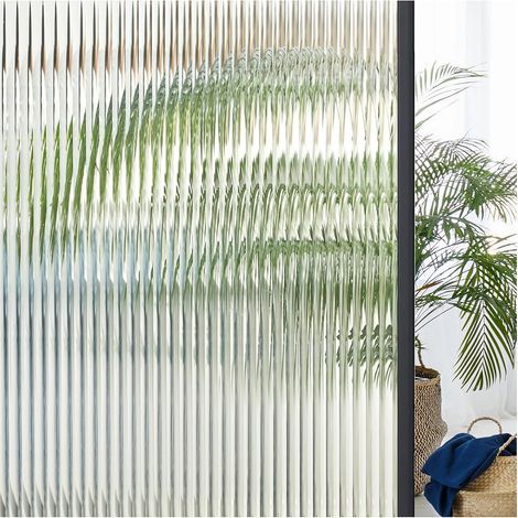 Fensterfolie, Undurchsichtig, Selbstklebend, Milchglas-effekt Mit Röhrglas-optik, Statisch Haftend, Uv-schutz, Klebstofffrei Für Zuhause Und Büro, 50 X 200 Cm