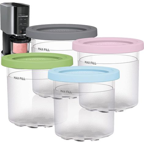 Creami Tubs Für Ninja Creami – 4er-pack Wiederverwendbare Pint-behälter Mit Deckeln Für Die Ninja-eismaschine Nc299amz Und Nc300s