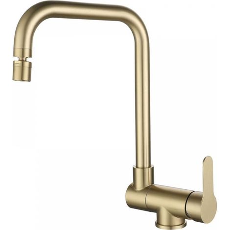 Faltbarer Küchenwasserhahn, Faltbarer Küchenwasserhahn Aus Gebürstetem Goldfarbenem Edelstahl, Moderner Faltbarer Wasserhahn