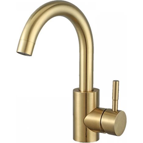 Waschbeckenarmatur, 360° Schwenkbare Armatur, Hochdruckmischer Für Waschbecken, Armatur Für Badezimmer Oder Kleine Küche, Gebürstetes Gold