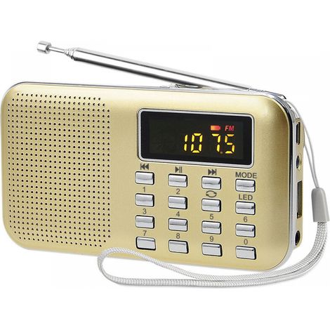 Tragbares Poste-radio, Fm- Und Am-radio Mit Batterie- Und Netzbetrieb, Mp3, Lautsprecher, Unterstützung Für Tf-karte/usb, Taschenlampe, Geeignet (goldfarben)