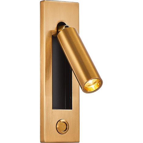 Led-wandlampe Für Den Nachttisch, Verstellbare Einbauleuchte Mit Schalter, Leselampe, Kabelgebundener Strahler Für Das Schlafzimmer (gold)