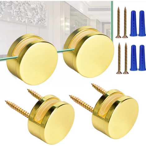 Rahmenloser Spiegel-montagesatz In Gold, 3–5 Mm, 4er-set, Mit Langen Schrauben Und Robusten Dübeln.