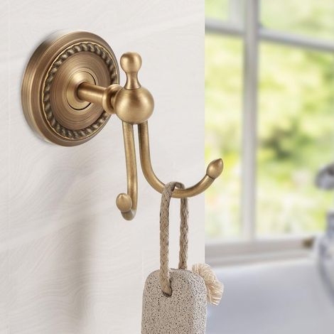 Messing-handtuchhaken, Antike Garderobenhaken, Doppelte Wand-mantelhaken