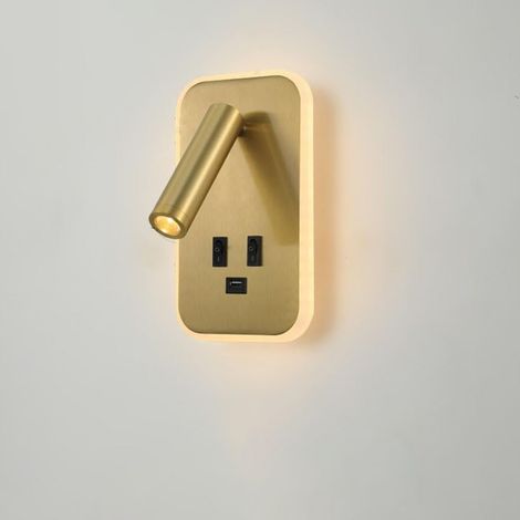Wandmontierte Led-applikation Mit 2 Schaltern Und Usb-ladeanschluss, Einstellbar Für Schlafzimmer Und Wohnzimmer, 3000k (3w + 10w).