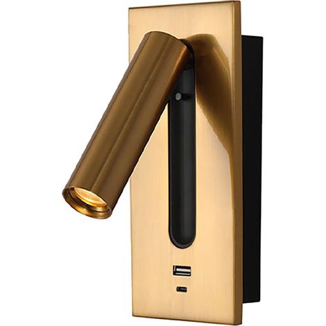 Led-wandleseleuchte Mit Usb-schnellladeanschluss, Schwenkbarem Lampenkopf Und Wandmontage.