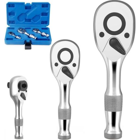 3 Stück Umschalt-miniratschenkästen 1/4"-3/8"-1/2", Ratschenschlüssel Mit 72 Zähnen Aus Cr-v-stahl