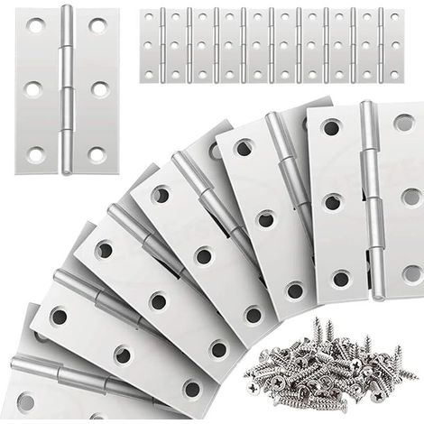 20 Stück Edelstahl-scharniere Für Schranktüren, Faltbar, Flach, 66 X 38 Mm, Für Möbel, Haus, Schränke, Türen Und Schubladen Mit Schrauben