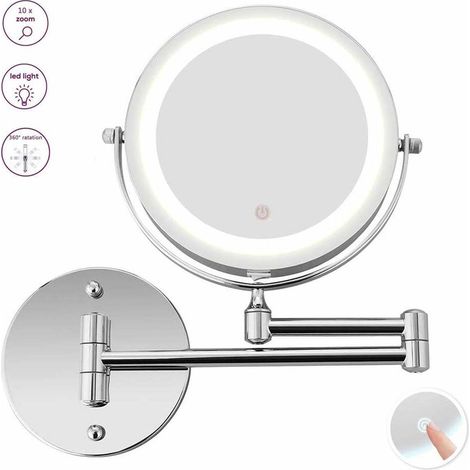 Vergrößerungsspiegel 10x Mit Led-beleuchtung – Flexibler Schwanenhals, 12 Zoll – 360° Drehbar – Einfache Installation Für Badezimmer