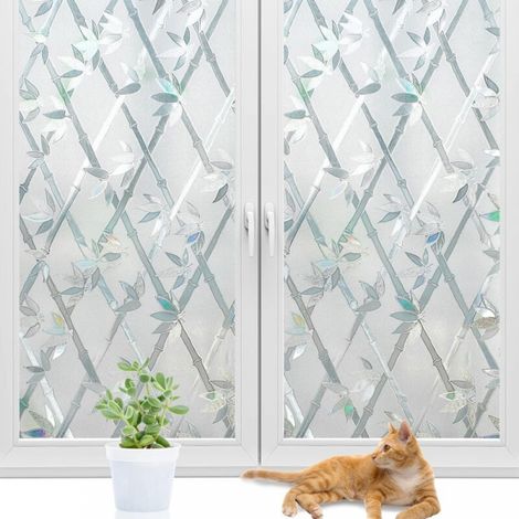 1 Stück Sichtschutzfolie Für Fenster, 3d-bambus-muster, Statische Glasfolie, 45x200 Cm