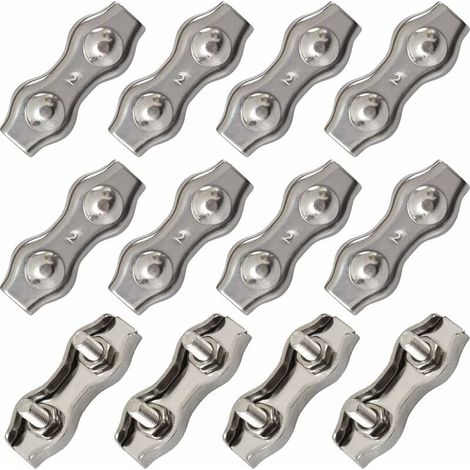 Doppelter Edelstahl-drahtseilklemmen – 12 Stück Für 1,5-mm-kabel – Hohe Tragfähigkeit – Einfache Installation Und Wiederverwendbar