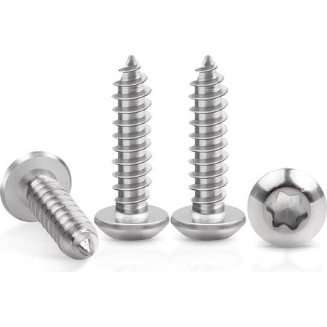50er-pack Blechschrauben M5 X 20 Mm Aus Edelstahl A2 V2a – Holzschrauben Mit Flachem Rundkopf, Vollgewinde, Selbstschneidend, Silber