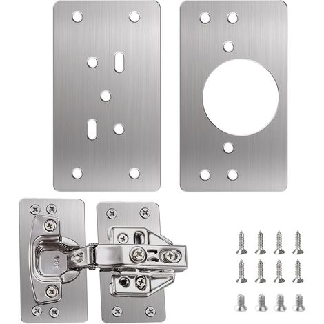 2 Stück Scharnier-reparaturplatten, Türbänder Aus Edelstahl, Reparaturplatten Für Küchenschranktüren Mit Befestigungsplatte Und 12 Schrauben