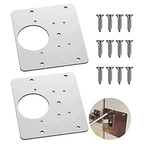 Scharnierreparatur-kit, Reparaturplattenhalter, Einfache Installation Mit 12 Schrauben, Für Holz, Möbel, Regale, Kabinen (2 Stück)
