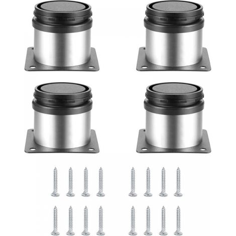 4 Verstellbare Möbelbeine, Höhenverstellbare Metall-tischbeine, Küchenmöbelbeine, Schrank- Und Regalbeine Aus Edelstahl, Mit Schrauben (50x50 Mm, Silber)