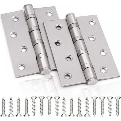 Türscharnier Aus Edelstahl, 2 Stück Faltbare Türbänder Mit 3 Mm Stärke, Für Massive Innentüren (silber, 100x75 Mm)