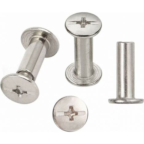30 Sets Chicago Reliure Vis, Vernickelte Schrauben-bindung 5 Mm X 15 Mm, Silberfarben