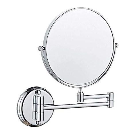 Wandmontierter, Doppelseitiger, Drehbarer Badezimmerspiegel Mit 8 Zoll, Faltbar Und Ausziehbar, 3-fache Vergrößerung (silber)