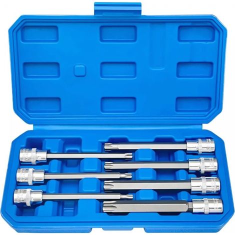 Schlüsselsteckschlüsselsatz, 7-teilig, 3/8"-antrieb, Torx-steckschlüssel T25, T30, T40, T45, T50, T55 Und T60, 110 Mm (mit Aufbewahrungsbox)
