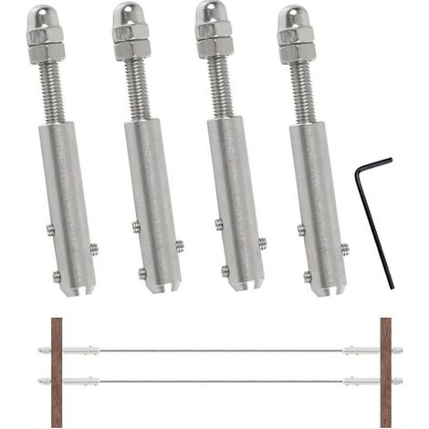 4-teiliges Set Aus Edelstahlseilspannern, 4 Mm Edelstahlseil, Metallischer Schraubanschluss Für 4 Mm Metallseil