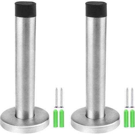 (2 Stück) Türstopper Türanschlag Aus Edelstahl Ø49x120mm Schwere Ausführung Wand Türstopper Mit Geräuschdämpfendem Gummi - Verlängerter Stoßschutz Zum Schutz Der Türklinke Möbel Tür Wand