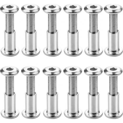 12er-set M6 X 20 Mm Schraubverbindungsset Mit Sechskant-kopf Und Mutter, Flache Kopf-buchse Bolzen Zur Verbindung Von Schränken Und Regalen
