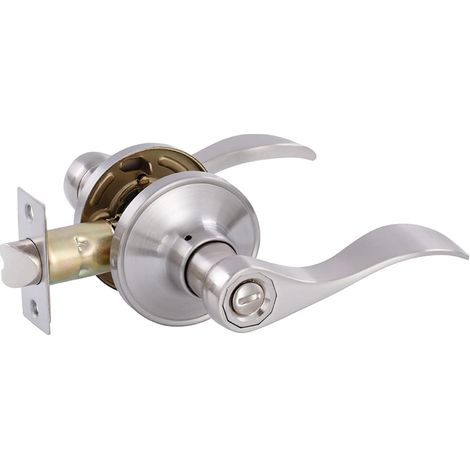 Türschloss Für Schlafzimmer/badezimmer, Gewellter Griff, Passend Für Links- Und Rechtsöffnende Türen (silber)