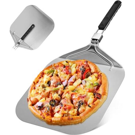 Pelle Pizza En Aluminium, Avec Poignée En Plastique Pliable, 32 X 32 Cm Supports De Grande Surface Accessoires De Four À Four Pizza, Pour La Famille Four À Pizza Cuisson De La Pizza