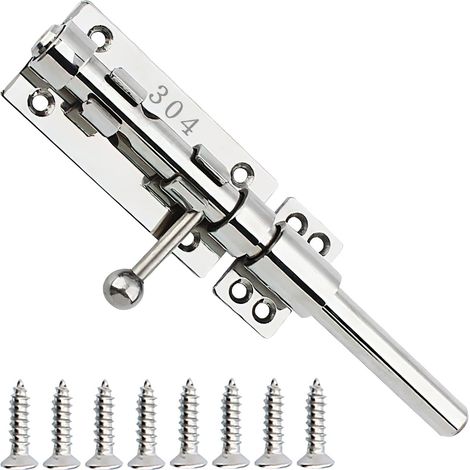 304 Edelstahl-riegel, 200 Mm Türriegel, Verstärkter Türriegel, Schiebetürriegel Mit Bolzen, Mit 6 Schrauben Für Gartentor, Gartenhaus