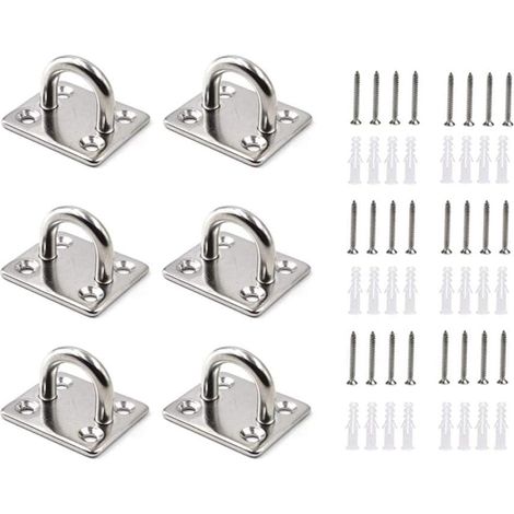 M5 Edelstahl-haken (6 Stk.) - Wandhalterung Für Schwere Lasten - U-förmige Metallhaken Mit 4 Löchern, Hält Bis Zu 50 Kg Gewicht - Ideal Für Hängende Blumentöpfe Und Escrima