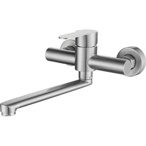 Cuisine En Acier Inoxydable Salle De Bain Murale Baignoire Bec Long Évier Pivotant À 360 Degrés Robinet De Balcon Suspendu