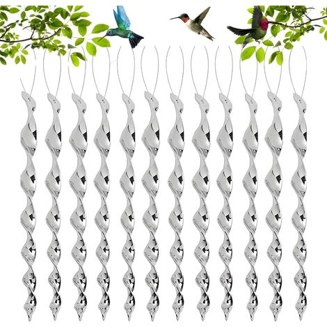 12 Stück Vogelschutz-reflektoren, Spiralförmige Vogelschreck-spiralen, 30 Cm Taubenabwehr-vogelschreck, 360 Grad Vogelschutz Für Haus, Garten, Balkon Und Obstgarten (silber)