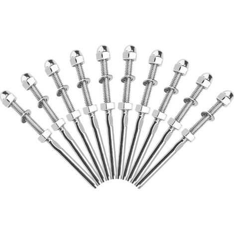 10 Stück Gewindezugspannvorrichtungen, Kabelseparator Aus Edelstahl, Spannvorrichtung Für Edelstahlseilgeländer Mit Unterlegscheibe Für Geländersysteme 1/8