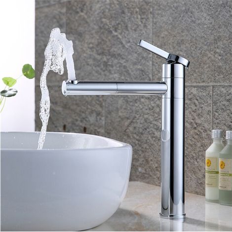 Waschtischarmatur Hoch – 360° Schwenkbarer Auslauf – Chromoberfläche – Gehäuse Aus Messing H59 – Einhebelgriff Für Präzise Steuerung
