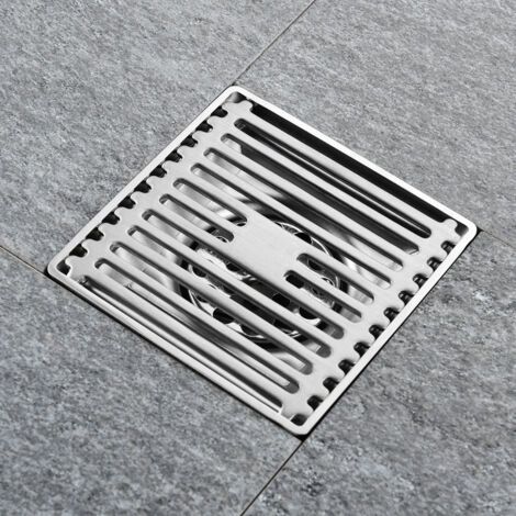 Quadratischer Edelstahl-bodenablauf, Badezimmerabfluss, Küchenspüle, Duschablauf 15 Cm