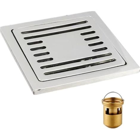 Bodenablauf, Vertikaler Bodenablauf, Quadratisch, Geruchshemmend, Aus Edelstahl, 100 X 100 Mm, Für Badezimmer, Garten, Waschküche, Außenküche, Balkon