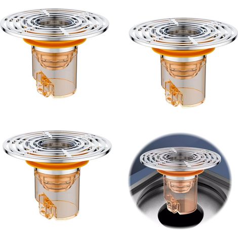 3-teiliger Spülenfilter, Abflussstopfen, Langlebiger Bodenablauf, Rückstauschutz, Geeignet Für Balkon, Haarfilter Für Dusche, Badezimmer, Küche